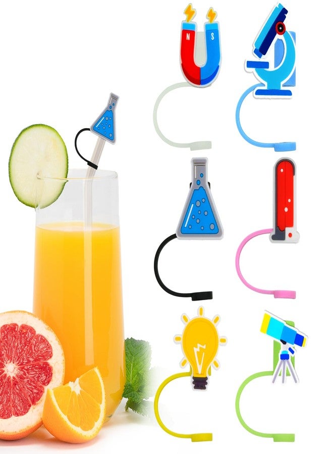Meaxur 12pcs Science Experiment Reusable Food Grade Silicone Straw Sleeve Caps, Suitable for Party Favor Bags, Birthday Party, Friends Gathering Party Supplies, Dustproof Soft Straw Covers for 7-8mm Straws - Image 1